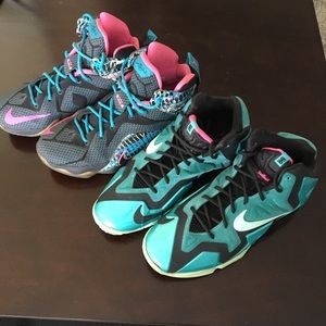 Two Pairs of Nike Lebron Sneakers Size 6.5Y/8Women